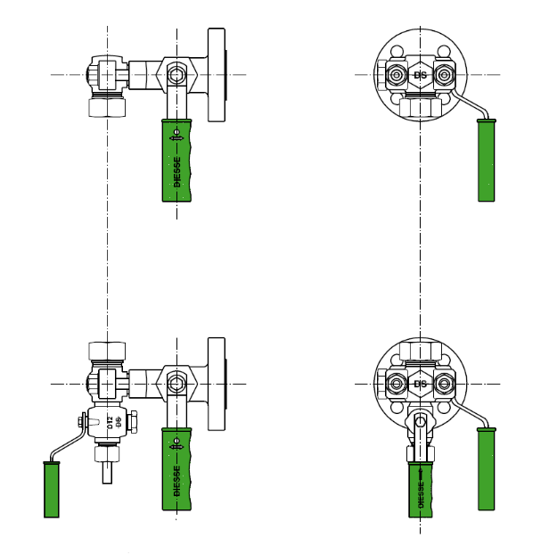 DS Diesse GR18 Reflex Level Gauge Valves DN20 PN40 Right Hand